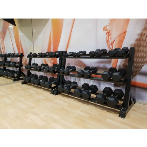 3 Tier Rubber Hex Dumbbell Rack (10 pairs)