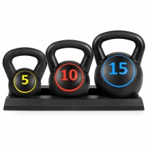 Plastic Kettlebell Set (5,10,15lbs) with base